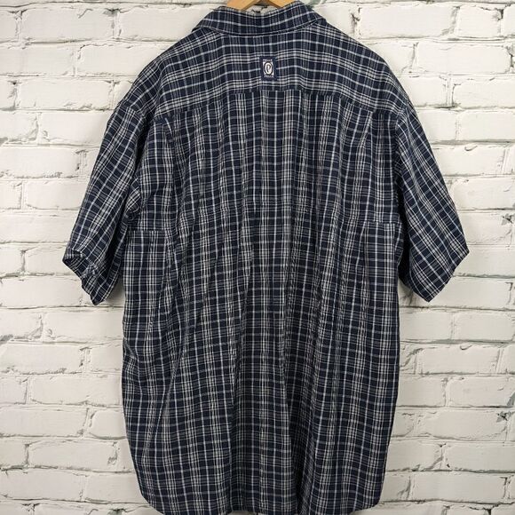 Vintage y2k pelle pelle short sleeve shirt black and blue checks Large - Picture 2 of 7